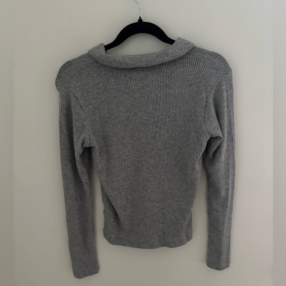 Revolve LNA Ribbed Marta Collared Top in Gray NWT - Picture 8 of 8